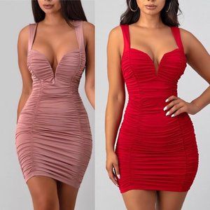 SWEETHEART NECK RUCHED  DRESS